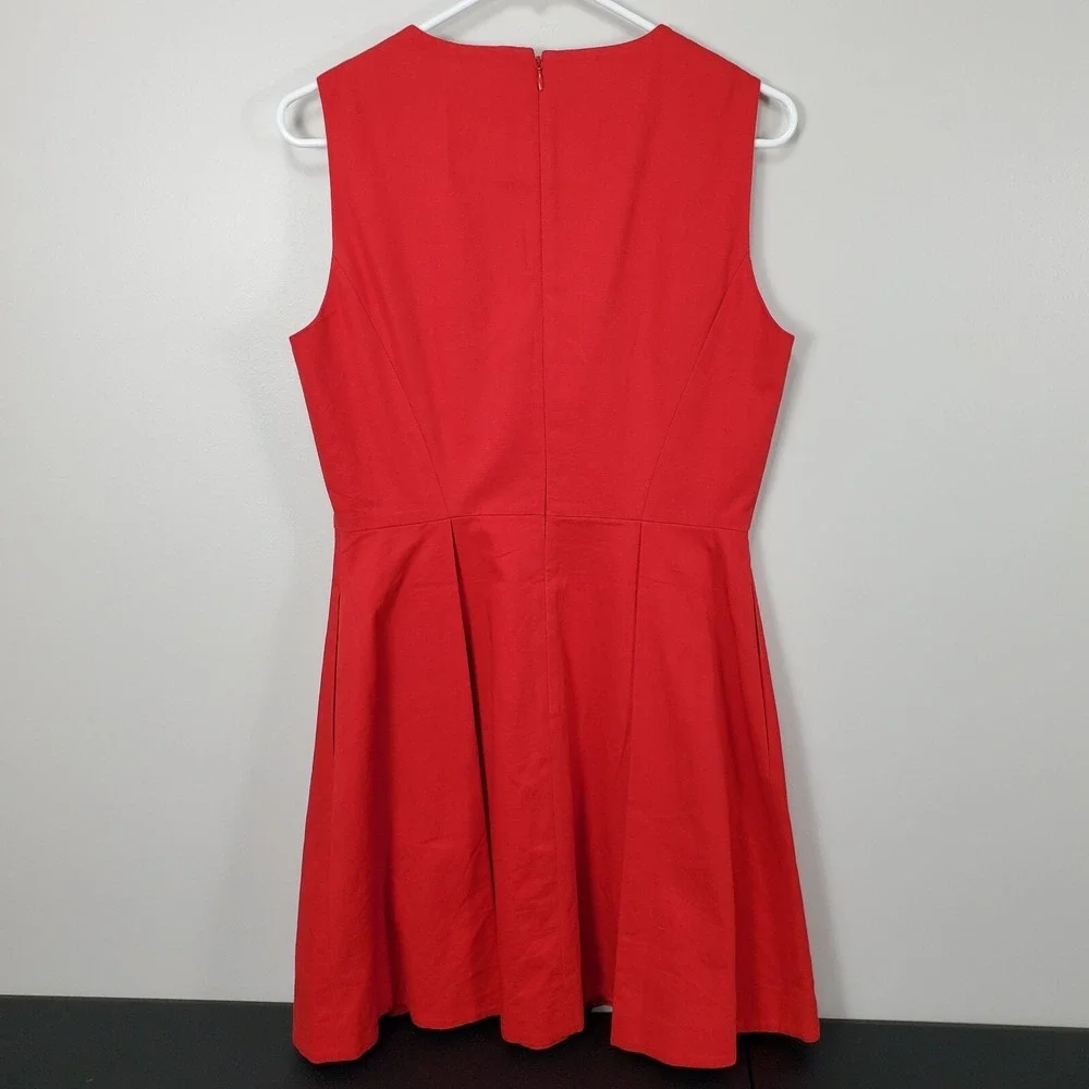 Kate Spade Saturday High Risk Red Sleeveless Pleated Fit & Flare Dress Size 8‎